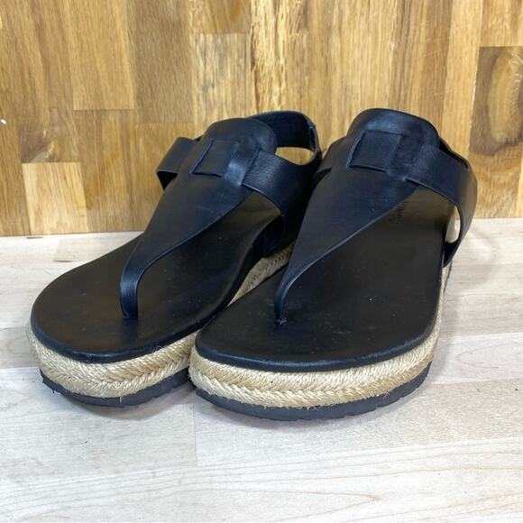 Vince Flint Black Leather Espadrille Sandals Platform 35.5 - Picture 4 of 9